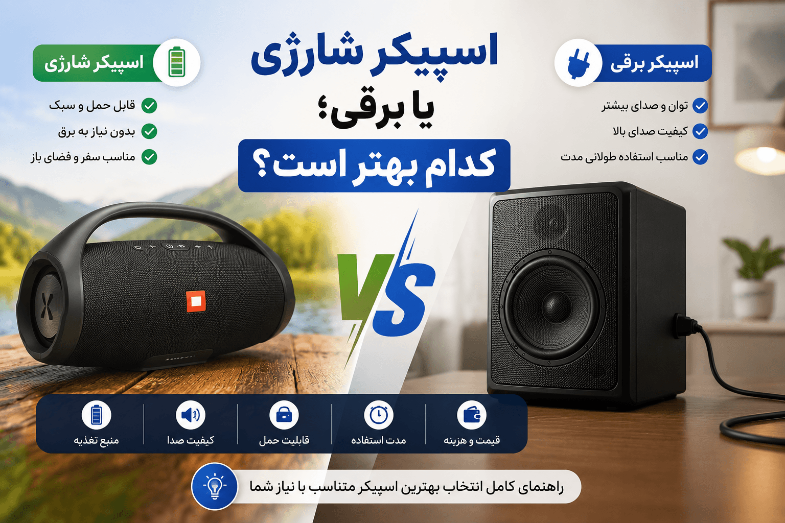 اسپیکر شارژی یا برقی؛ کدام بهتر است؟
