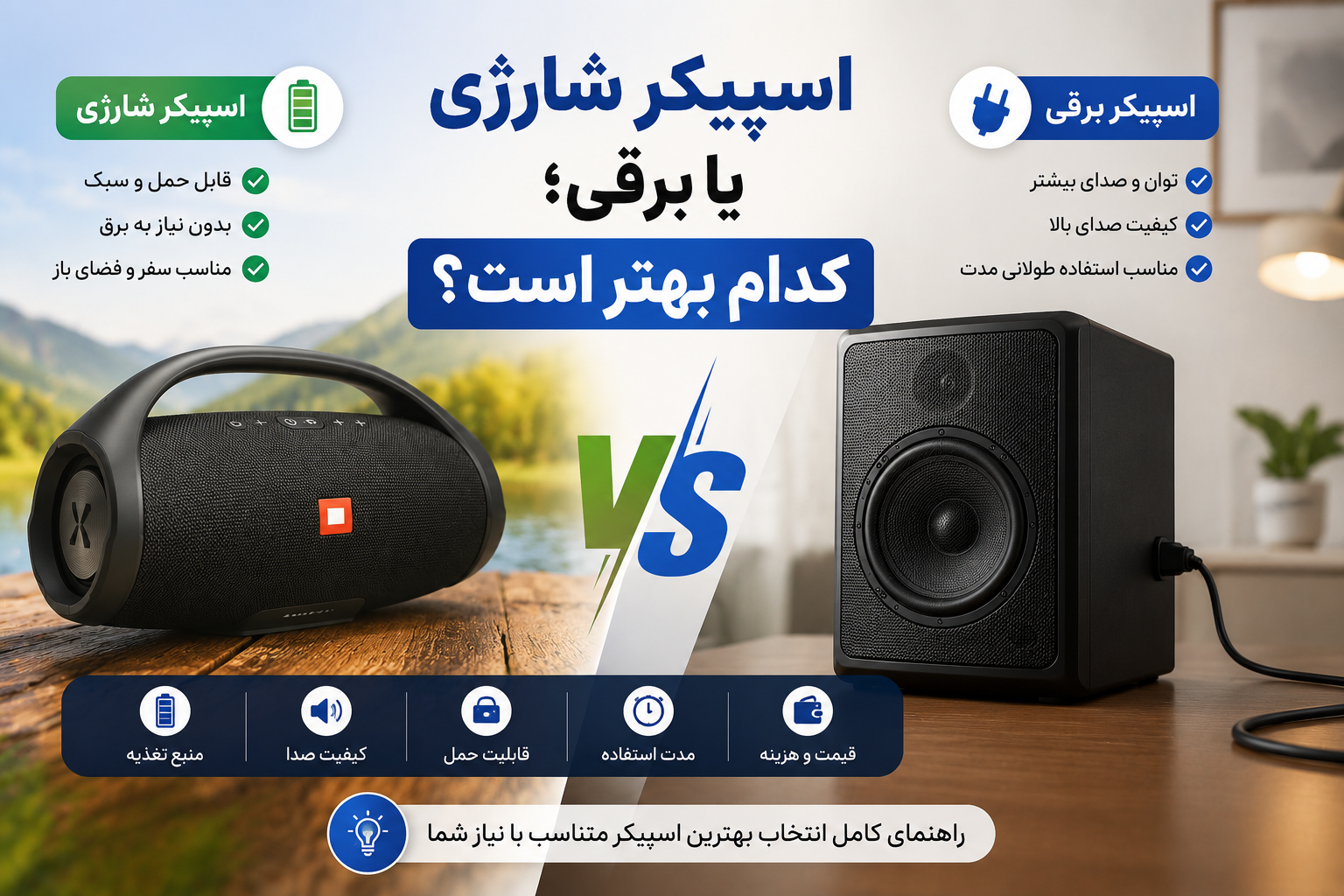 اسپیکر شارژی یا برقی؛ کدام بهتر است؟